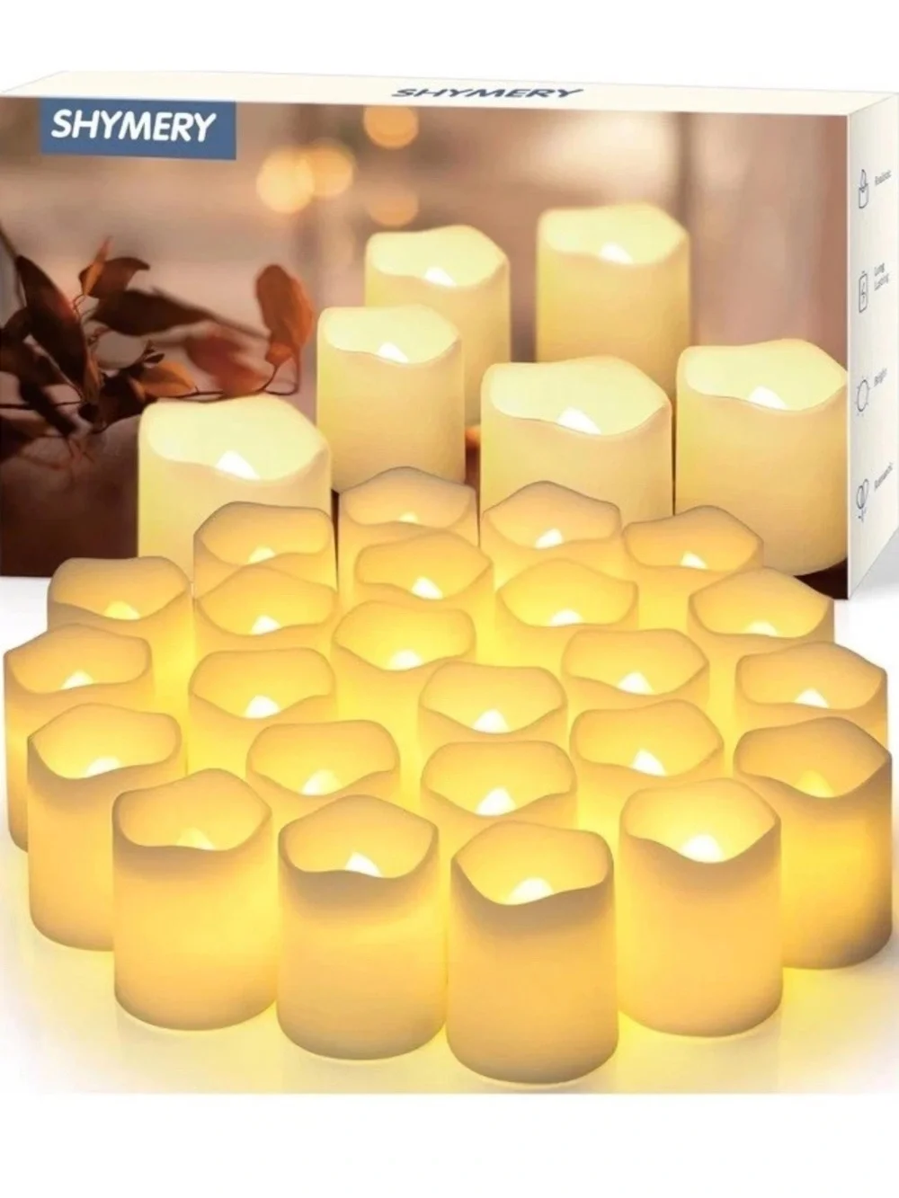 24 LED Flameless Votive Candles-Warm White-Battery Operated 200+Hour Runtime